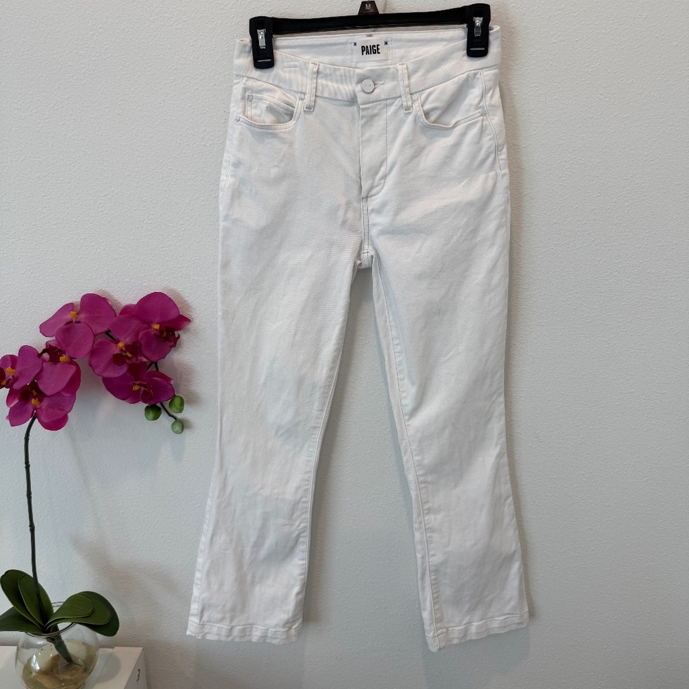 PAIGE Colette Crop Flare Denim In Crisp White Jeans Size 25